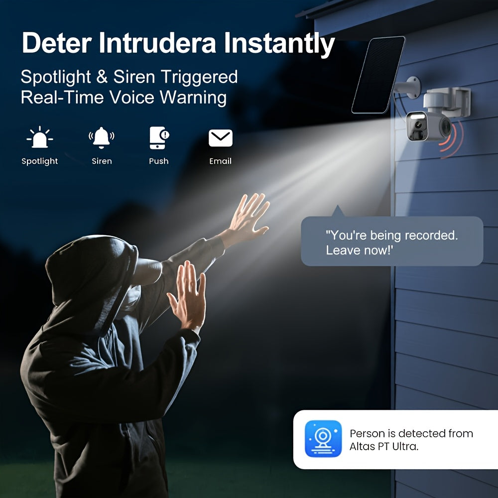 6MP 4G Solar Security Camera by PHANSATIM, Outdoor PTZ with Human Detection, Color Night Vision, Two-Way Audio and 5200mAh Battery, No WiFi Required