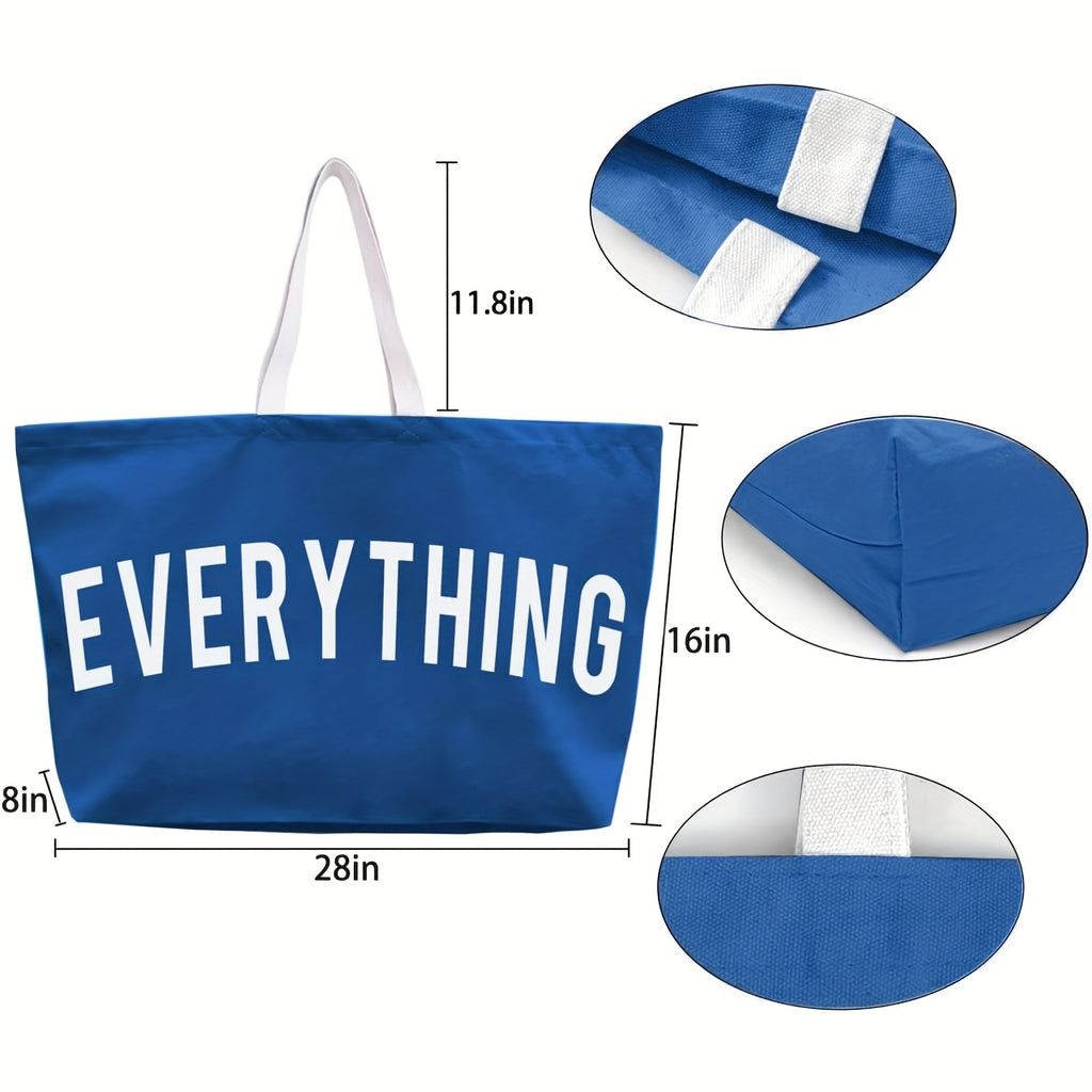 Letter Print Canvas Tote Bag for Women, Large-Capacity Top-Handle Shopping and Commuter Handbag in Multiple Colors for Everyday Errands