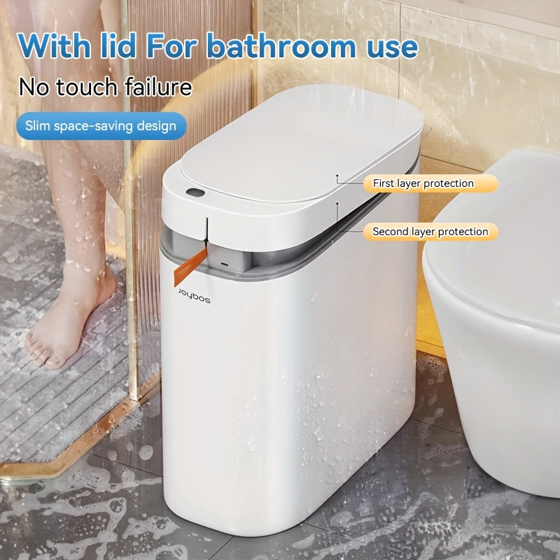 Motion Sensor Trash Can with Automatic Bag-Fitting Reference, White Plastic Bin in One, Two or Three-Piece Packs with Selected Garbage Bag Quantities