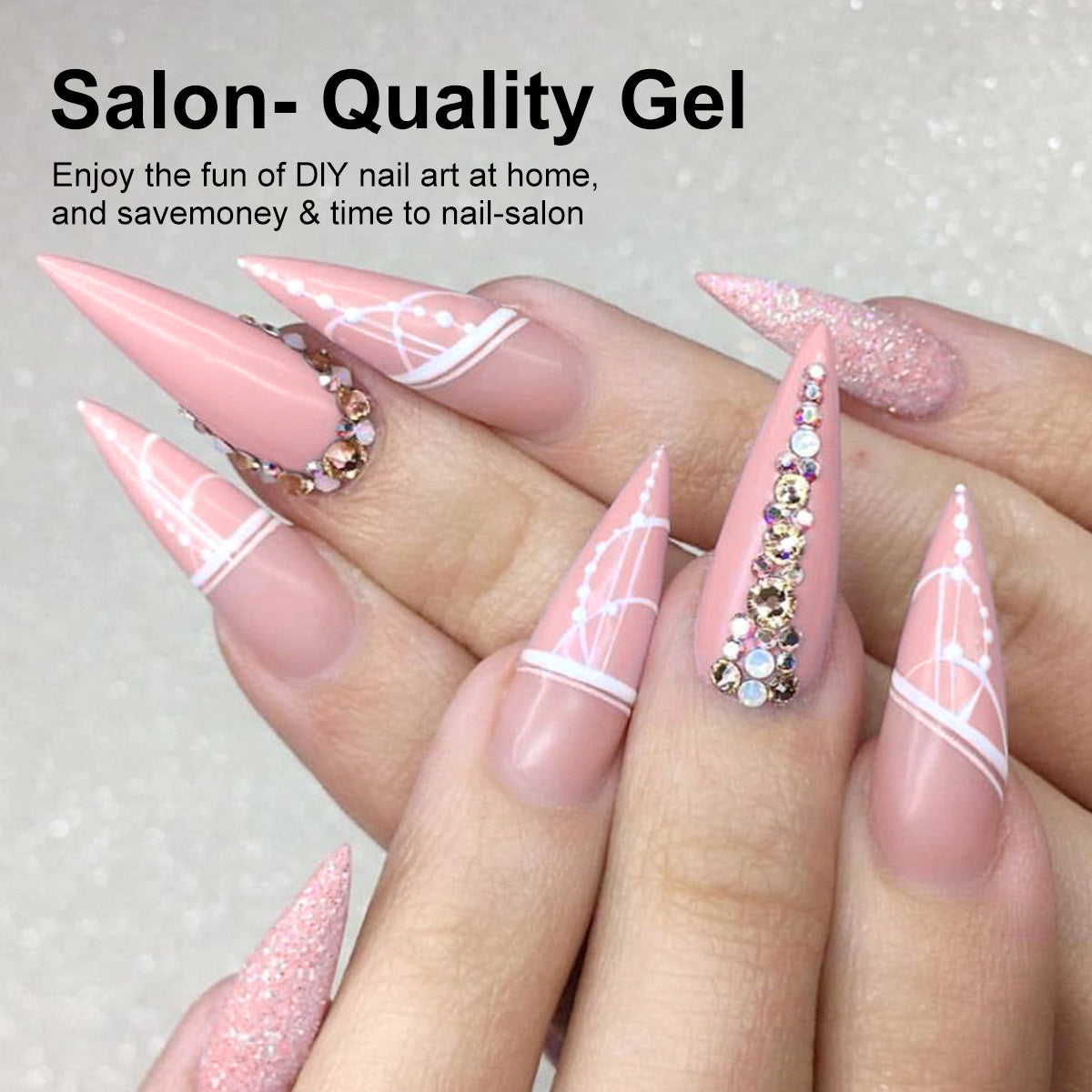 Gel Manicure Kit with 12 Listed Polish Colors and 4 Extension Gel Colors, Nail Lamp and Electric Drill References, Five Set Options for Adult Nail Art