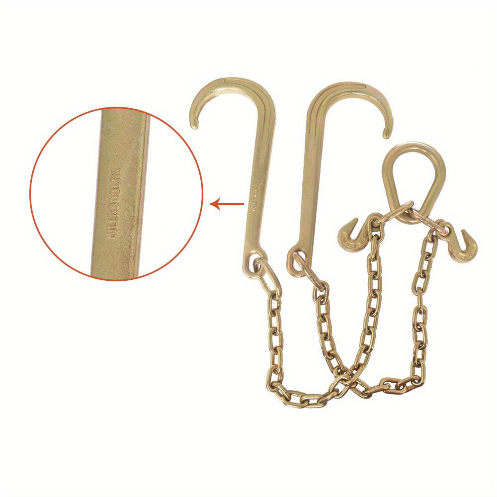 G70 V-Chain Tow Chain Set for Compatible Flatbed Vehicle Loading, Listed 5/16-Inch Chain and 2-Foot Length with J-Hooks and Grab-Hook Connections