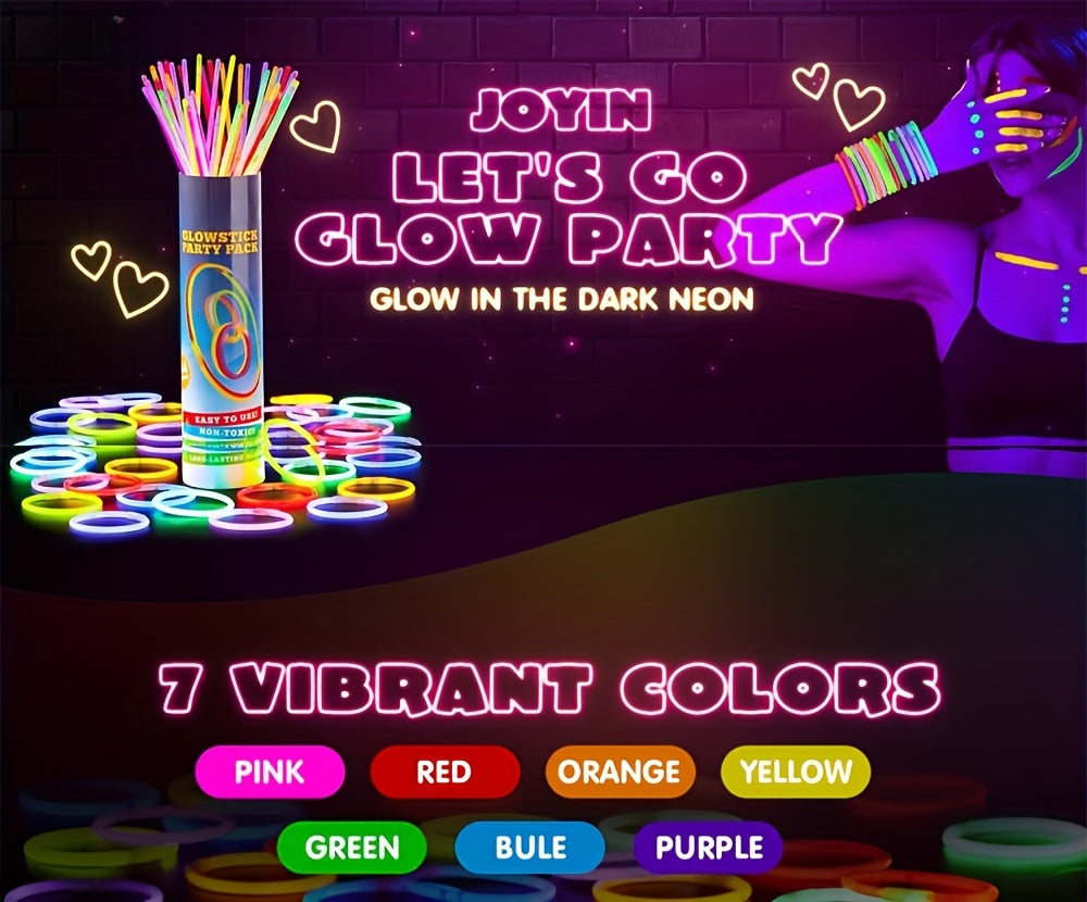 8-Inch Glow Sticks 144-Pack in Seven Colors, Bulk Glow Party Favors for Bracelet and Necklace Activities, Halloween, Birthdays and Football Celebrations