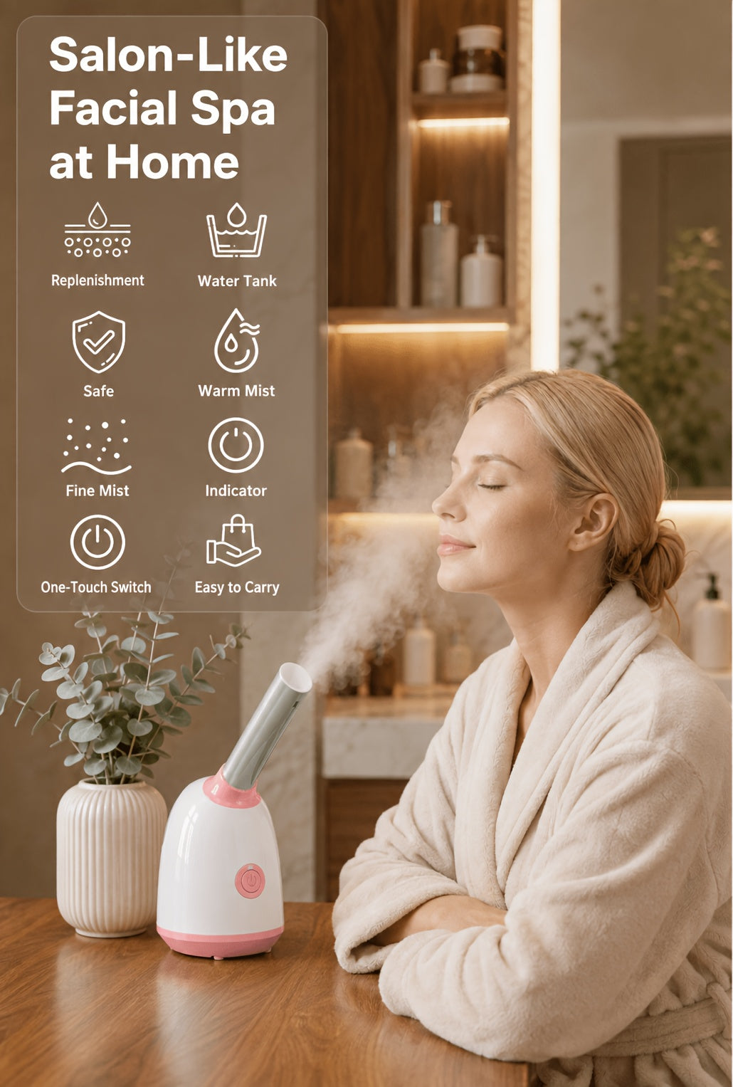 At-Home Facial Steamer Options for Personal Skin Care, Portable, Upgraded and Flagship Models with Listed Rotatable Arm and Accessory References