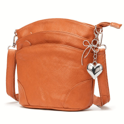 Leather Organizer Crossbody Bag with Listed Smartphone Pockets, Everyday Handbag Purse in Thirteen Color and Style Options for Errands and Travel