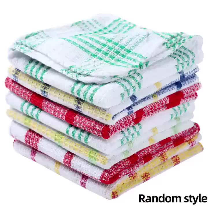 Kitchen Dish Cloths Six-Piece Pack, Soft Absorbent Reusable Dishwashing Towels for Compatible Dishes, Bowls and Countertop Cleanup at Home or While Traveling