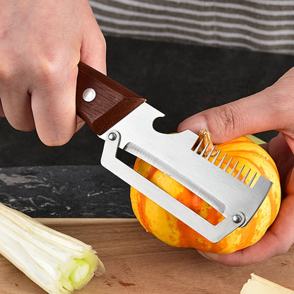 3-in-1 Stainless Steel Vegetable Peeler Set, 2-Piece Manual Kitchen Tools with Potato Peeling, Vegetable Slicing and Bottle Opener Functions for Home Cooking