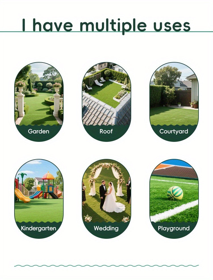 Artificial Grass Rug in Green, 5ft x 8ft or 4ft x 10ft Turf Mat Options for Decorative Garden Areas, Backyard Landscaping and Outdoor Party Displays