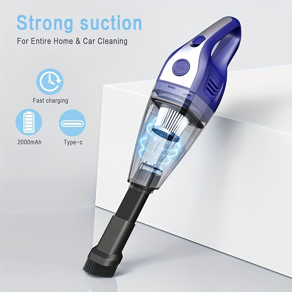 Handheld Vacuum Cleaner Cordless, USB Charging Mini Car Vacuum with Powerful Suction and Multi-Nozzle Kit, Portable Hand Vacuum for Car, Home, Office and Pet Hair Cleaning