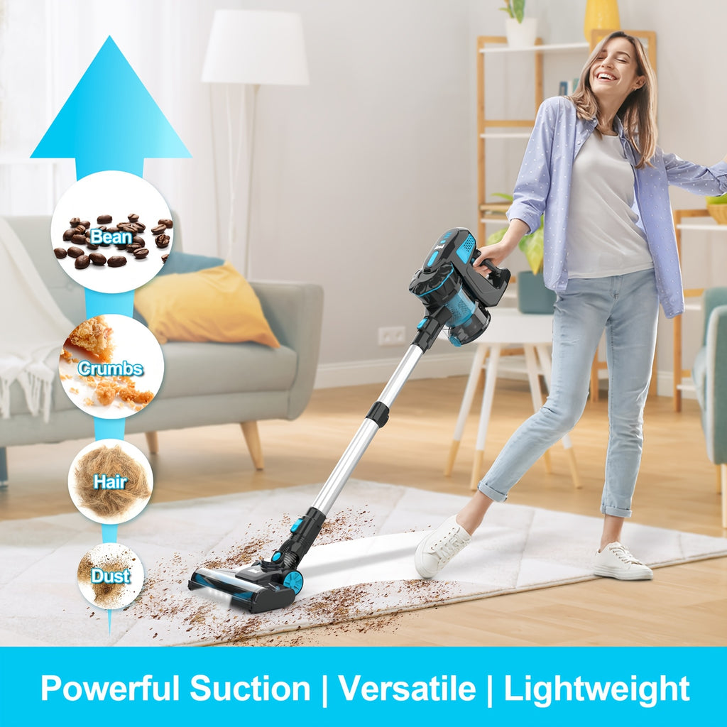 29kPa Portable Vacuum Cleaner by INSE with LED-Lit Nozzle and Listed Attachments for Pet Hair, Carpet, Wood Floor and Car Interior Cleanup in Three Color Options