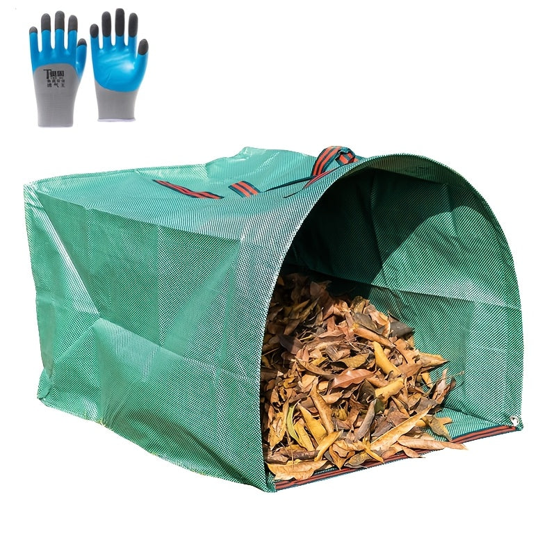 Reusable Yard Waste Bag with Listed 53-Gallon Capacity and Water Spray Gun, PP Woven Garden Leaf Collection Bag with Handles and Flexible Opening Hoop