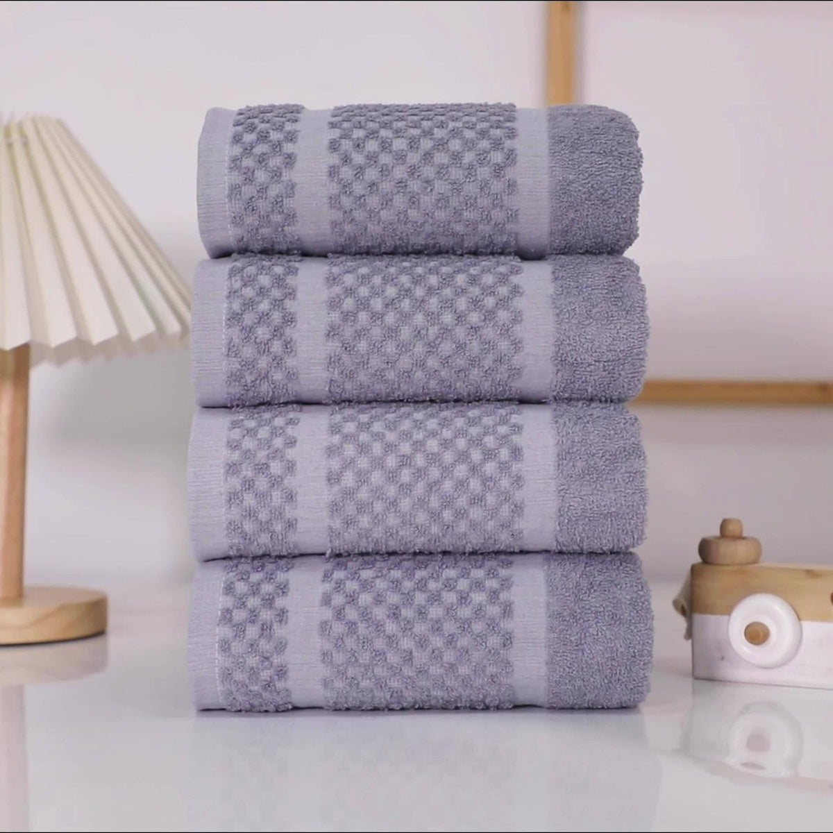 Cotton Bath Towel Set in Solid Colors with Named 16 or 32 Piece Packages and Additional Color Choices for Household Bathroom Linens and Guest Washroom Use