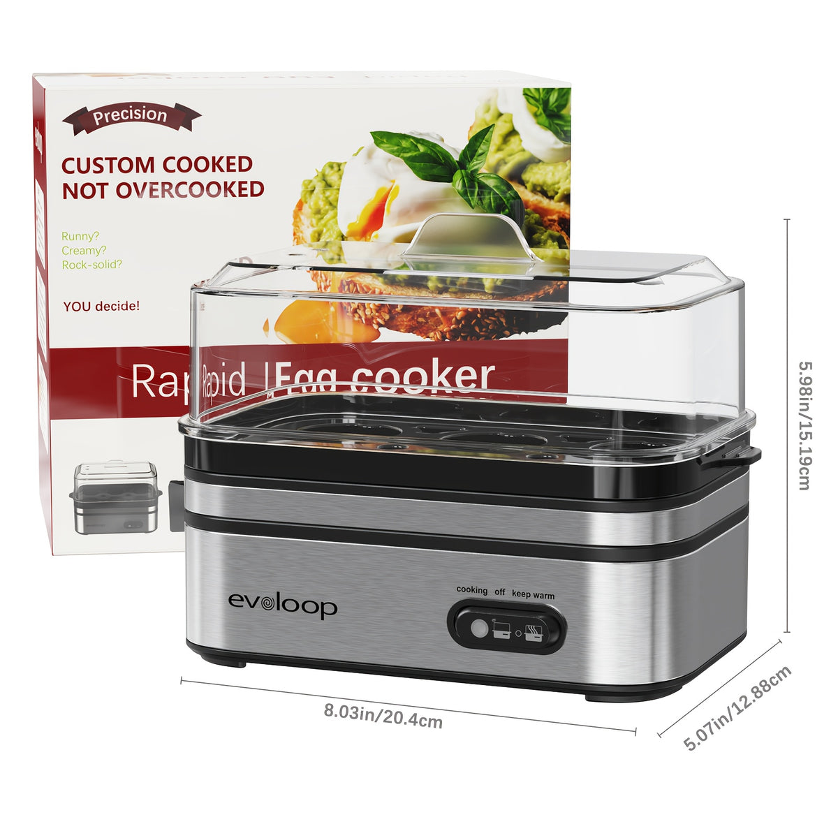 6-Egg Electric Egg Cooker, 400W 110V Breakfast Maker with BPA-Free Tritan Material for Hard-Boiled Eggs, Poached Eggs, Scrambled Eggs and Omelets