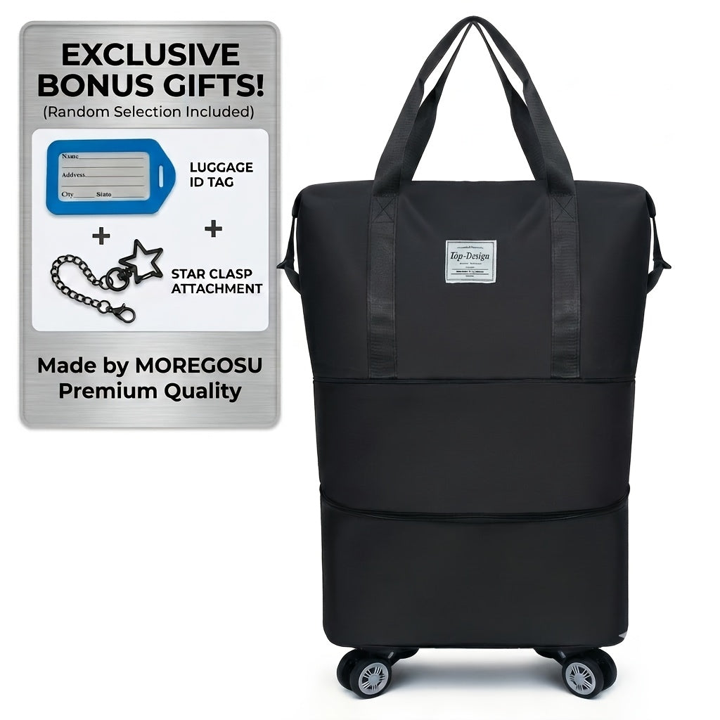 3-in-1 Expandable Travel Duffel Bag, Foldable Nylon Weekend Tote with Detachable Spinner Design and Wheel-Free Pink Option for Overnight Trips and Moving