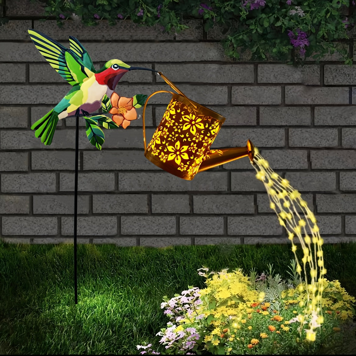 Hummingbird Solar Hanging Lantern, IP65-Rated Garden Light with Automatic On and Off, Warm White or Colorful Light for Patio, Courtyard and Yard Decor
