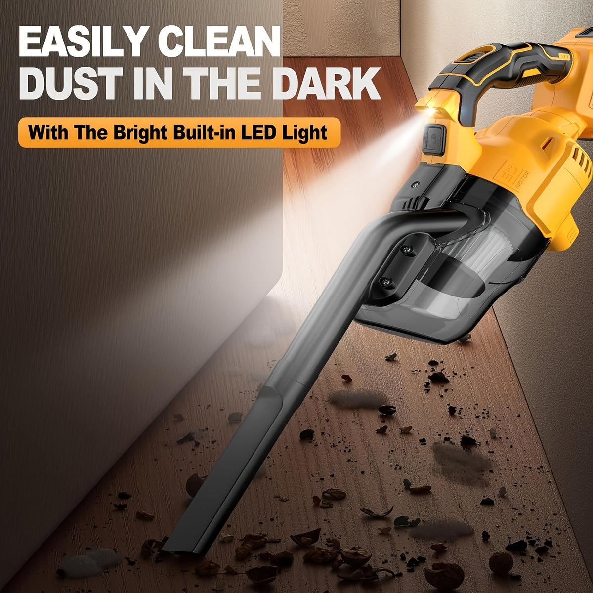 Battery-Not-Included Handheld Vacuum Cleaner Compatible with DeWalt 20V Batteries, Cordless Portable Cleaner with Listed Washable HEPA Filter for Home and Car