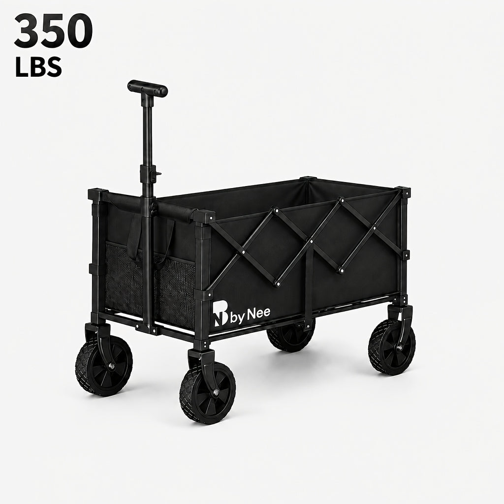 Folding Multipurpose Wagon with Listed Cup Holders and All-Terrain Wheels, Collapsible Utility Cart Options for Garden Supplies, Shopping and Camping Gear