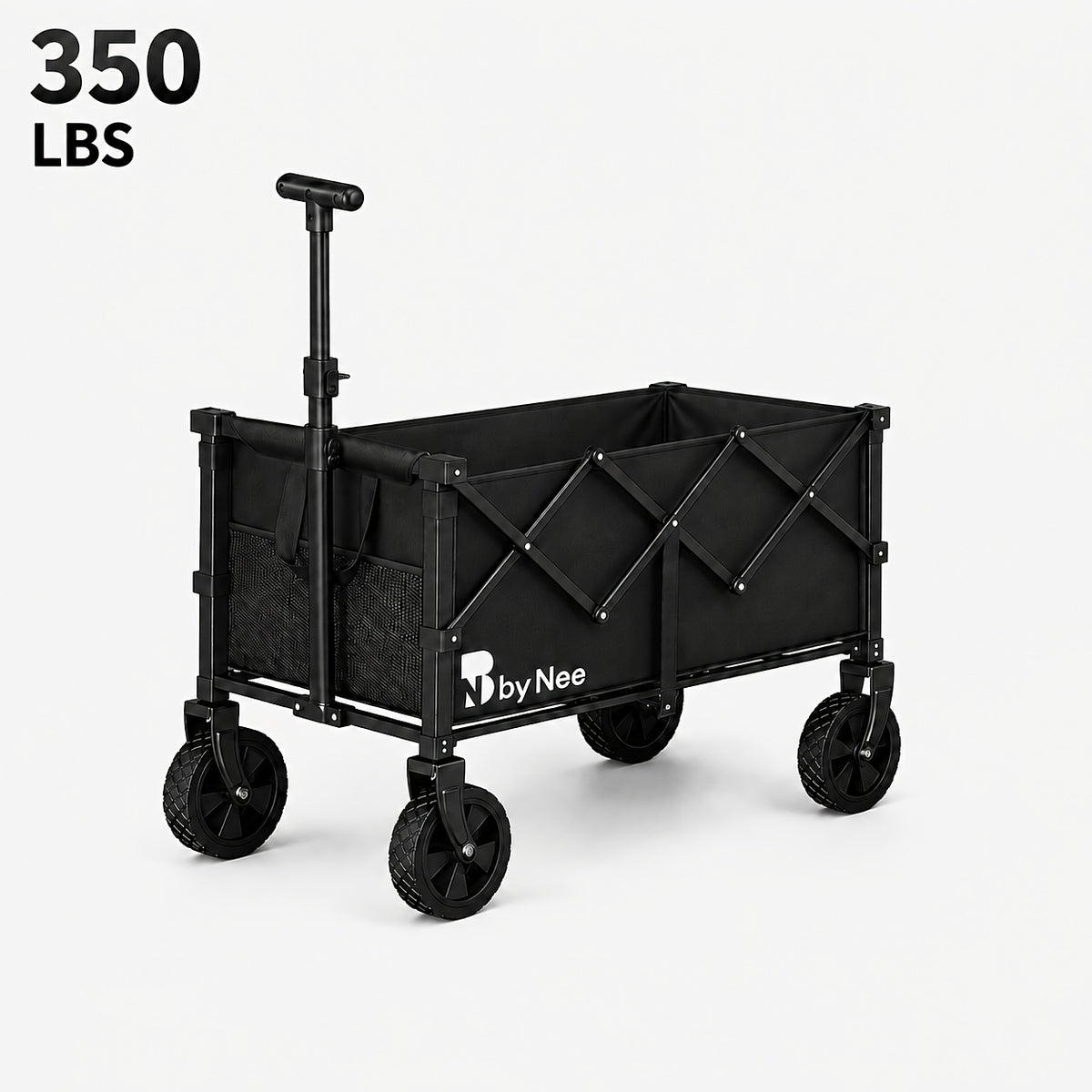 Folding Multipurpose Wagon with Listed Cup Holders and All-Terrain Wheels, Collapsible Utility Cart Options for Garden Supplies, Shopping and Camping Gear