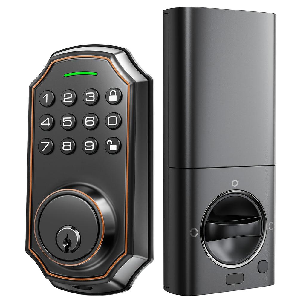 Electronic Deadbolt and Handle Set by ARPHA, Black Keyless Entry Door Lock with Listed 100 Codes, One-Time Password and Auto-Lock for Compatible Doors
