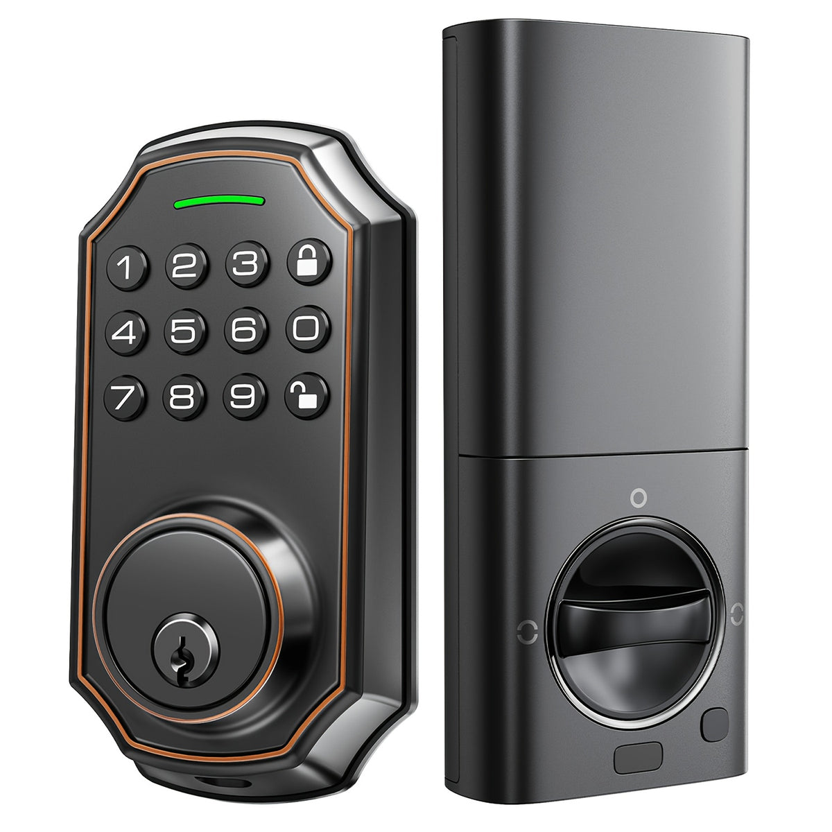 Electronic Deadbolt and Handle Set by ARPHA, Black Keyless Entry Door Lock with Listed 100 Codes, One-Time Password and Auto-Lock for Compatible Doors