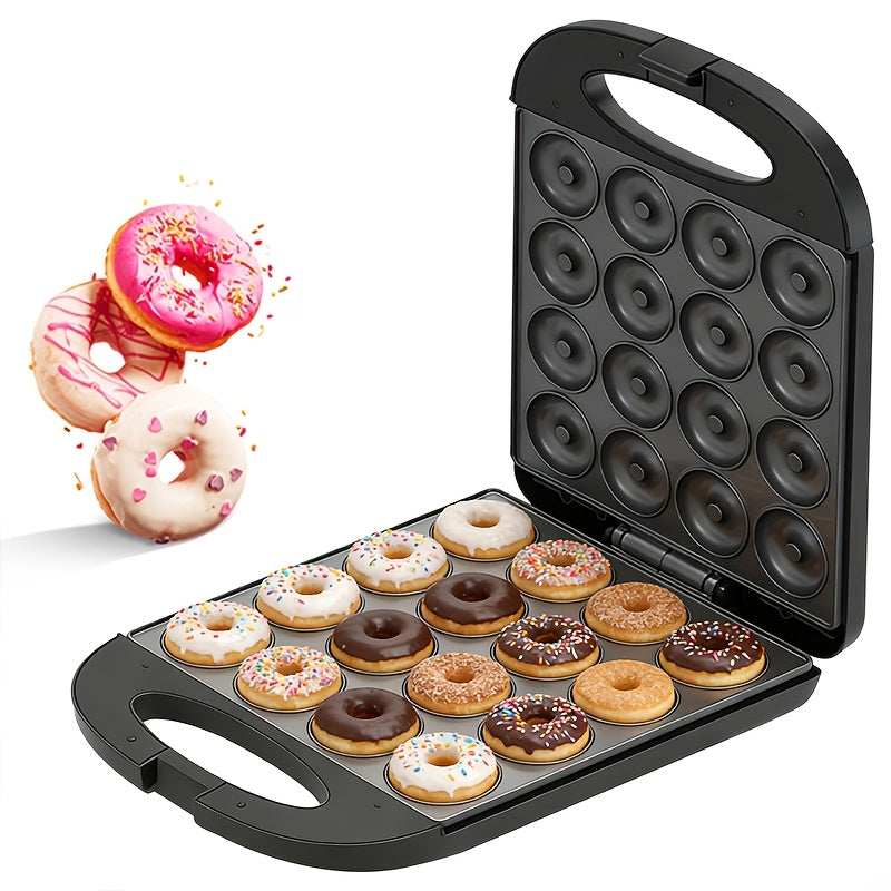 Donut Maker 16-Hole Dual Heating Electric Baking Machine, Precise Temperature Control Pancake and Cake Maker for Family Breakfast, Snacks and Desserts, Multi-Functional Home Donut Baker for Kids and Baking Stores