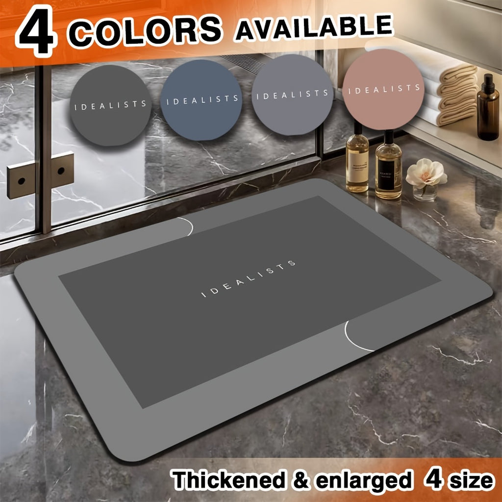 Soft Diatomaceous Earth Bath Mat, Absorbent Quick-Drying Bathroom Floor Mat in Dark Gray, Blue, Light Gray or Pink with Four Size Options for Home Use