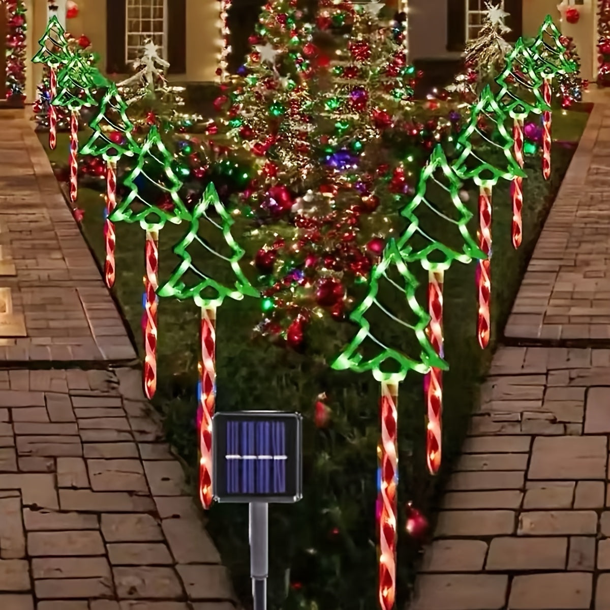 Solar Candy Cane Lights with Listed Red and White Striped Design, Eight Lighting Modes and 8/16-Pack References for Christmas Garden and Holiday Yard Decorating