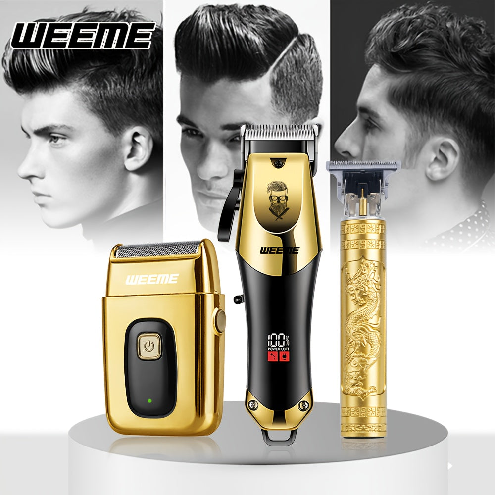 WEEME Hair Clipper and Beard Trimmer Set with USB-Rechargeable Wording, Battery Level Indicator and Comb Attachments, 810B2306C Option for Men's Home Grooming