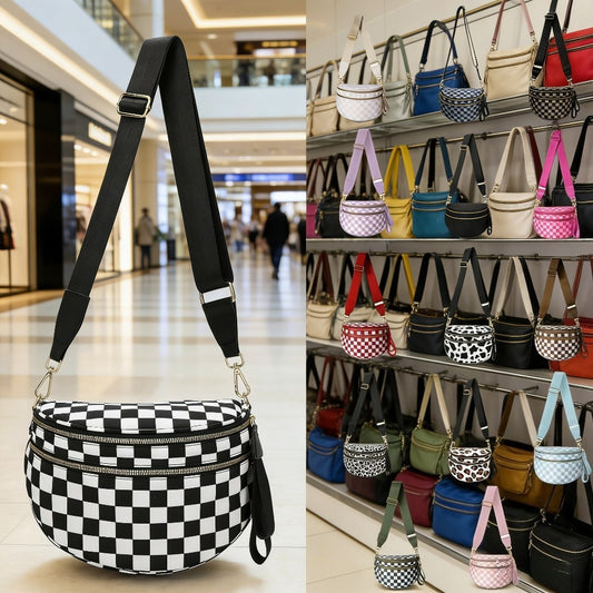 Soft Crossbody Bag for Women with Plaid, Check and Leopard Print Options, Shoulder and Handheld Carry Handbag in Thirteen Styles for Everyday Outings