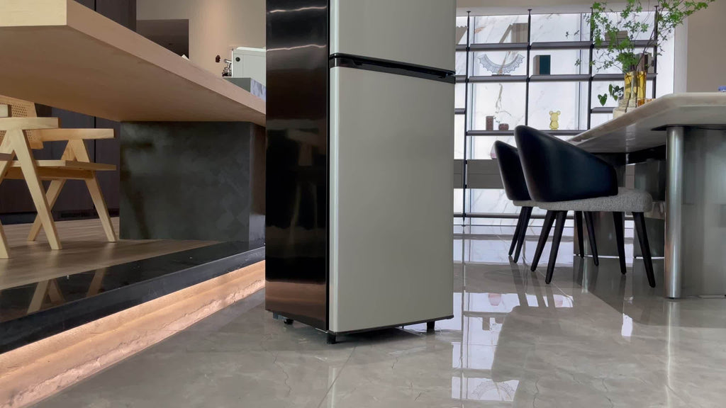 Compact Fridge Freezer by WANAI, Double-Door 3.5 or 4.5 Cu Ft Options with Seven-Level Thermostat, Removable Shelves and Listed LED Light for Apartment and Office