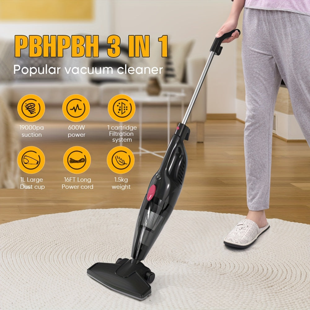 PBHPBH LF-07 Wired Stick Vacuum Cleaner, Can Be Switched to A Handheld Vacuum for Portable Cleaning, 600W Lightweight, 40.58oz Dust Cup, 20Kpa Strong Suction, Suitable for Carpets, Tiles, And Hard Floors, Very Suitable for Cleaning Pet Hair