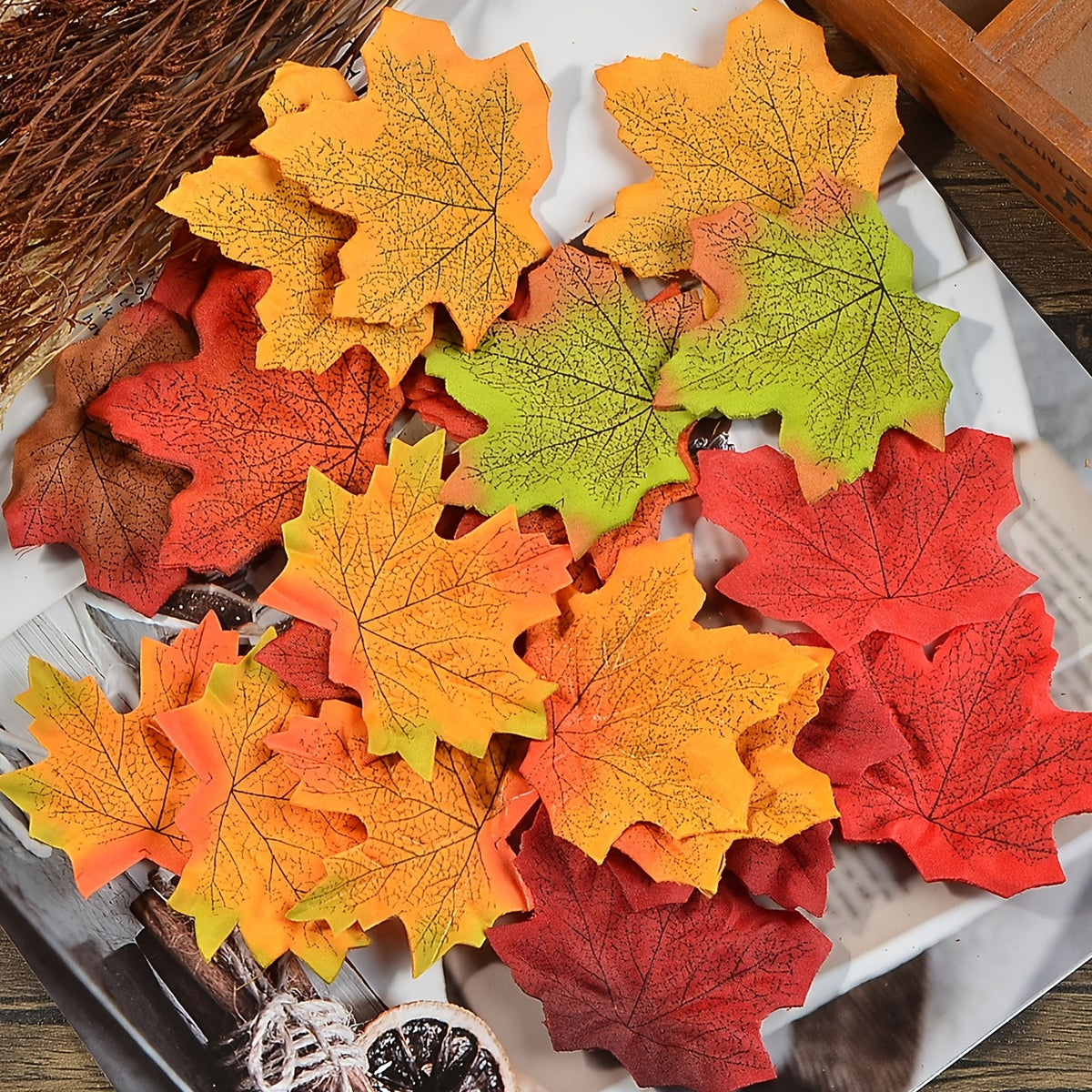 Artificial Maple Leaves for Fall Table Decor and DIY Wreath Crafts, Listed 3.14-Inch Decorative Leaves in Green and Mixed-Color Bundle Options