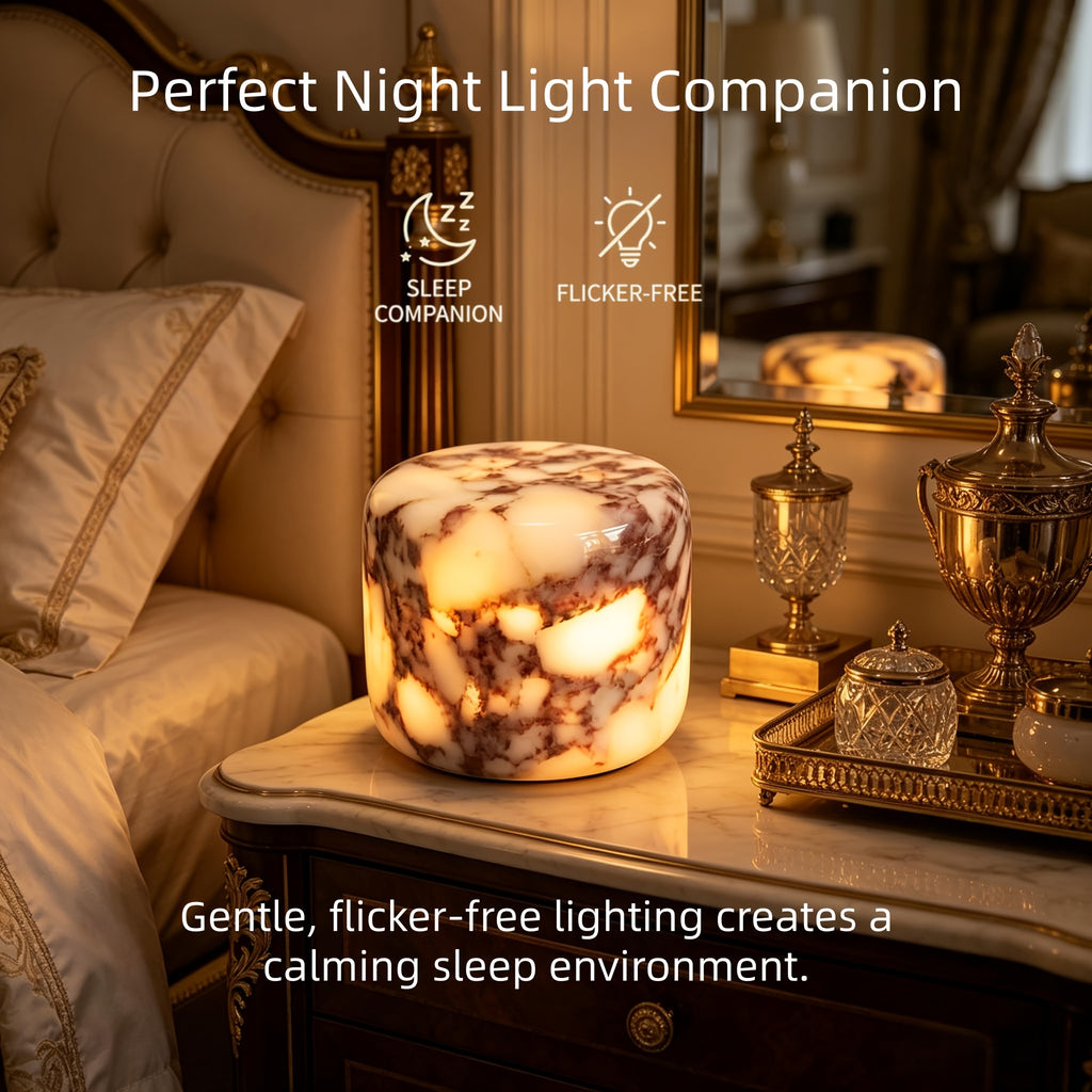 Marble Pattern Rechargeable Table Lamp with Type-C Charging and Warm LED Ambient Lighting, Portable Decorative Bedside Light for Bedroom Nightstands and Home Decor