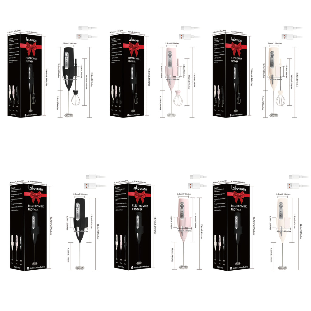 USB Rechargeable Milk Frother with Three Speeds, Handheld Electric Drink Mixer in Four Color Labels with Single Foam Head or Egg and Frother Head Options