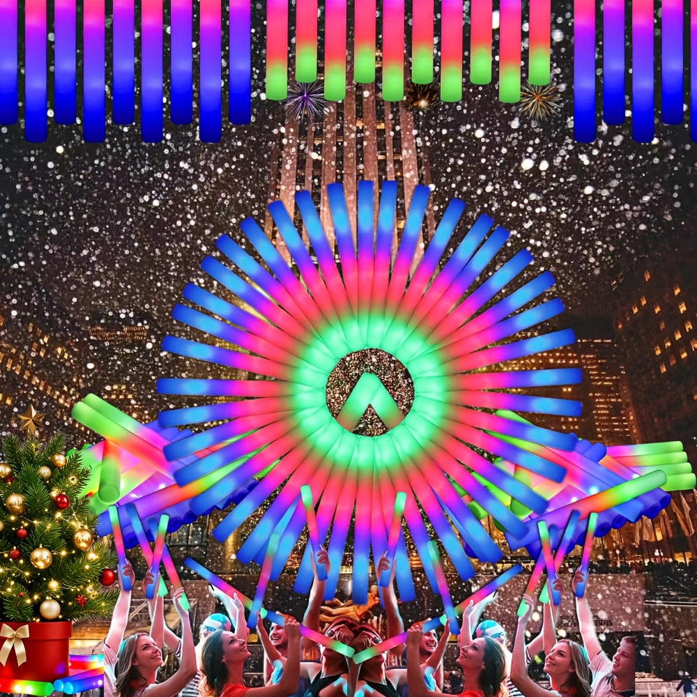 LED Foam Light Sticks with Quick, Slow and Alternating Flash Modes, Soft Party Favors in 30pcs or 96pcs+4pcs Options for Weddings, Concerts and Sports Events
