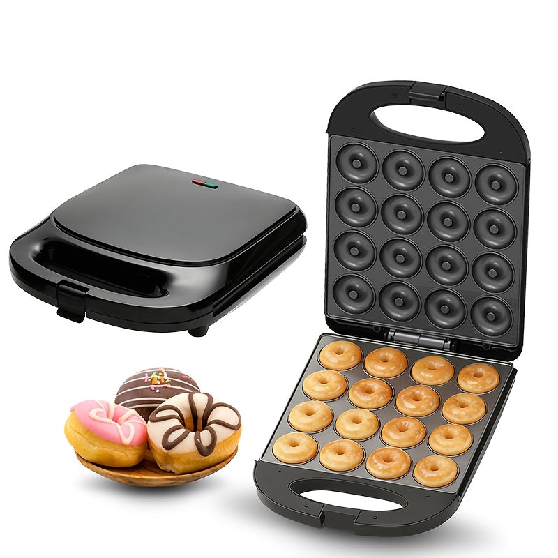 Donut Maker 16-Hole Dual Heating Electric Baking Machine, Precise Temperature Control Pancake and Cake Maker for Family Breakfast, Snacks and Desserts, Multi-Functional Home Donut Baker for Kids and Baking Stores