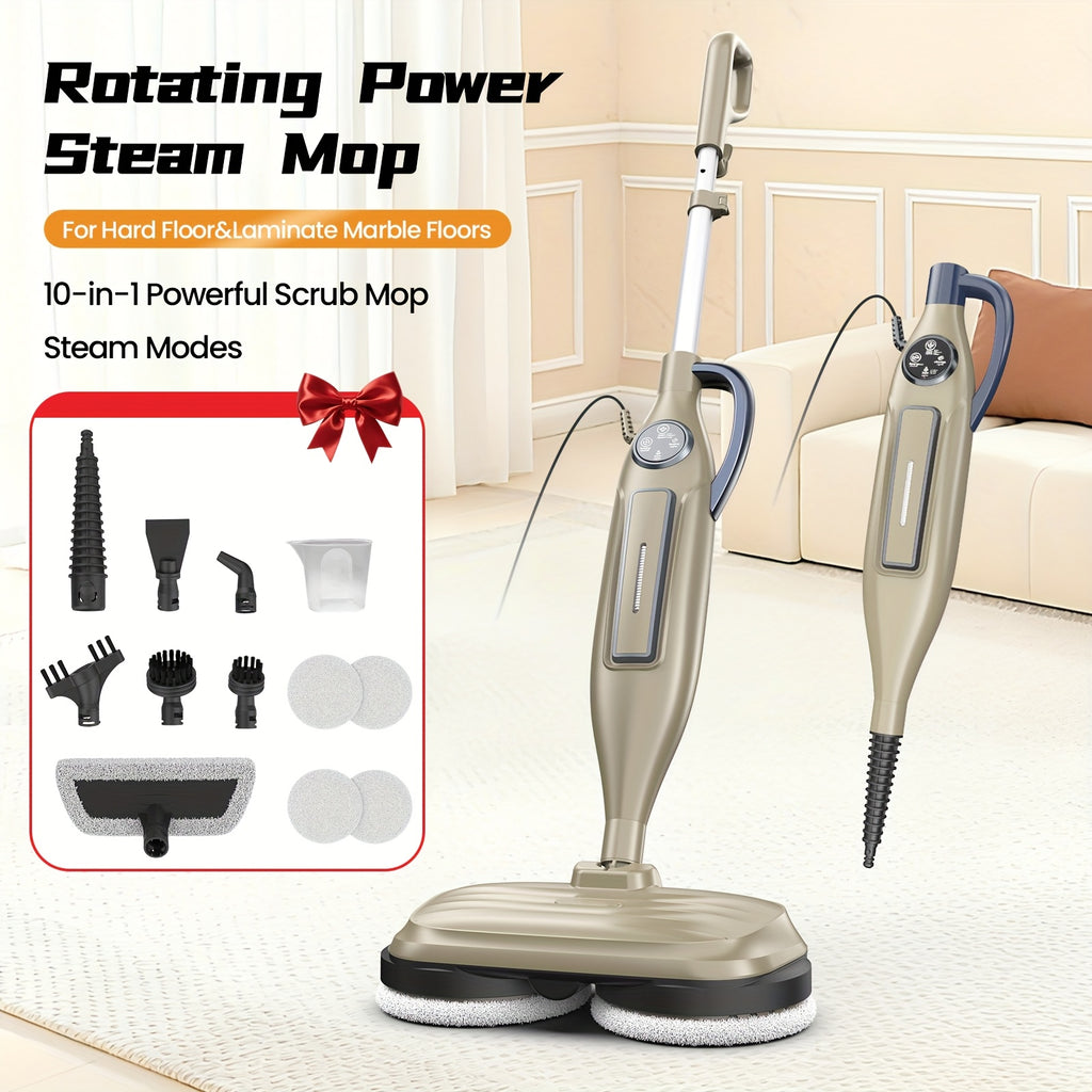 Rotating-Pad Steam Mop VM6 with Three Listed Steam Modes, LED Headlights and Removable Water Tank, Black Gray or Black Golden Floor Cleaning Options
