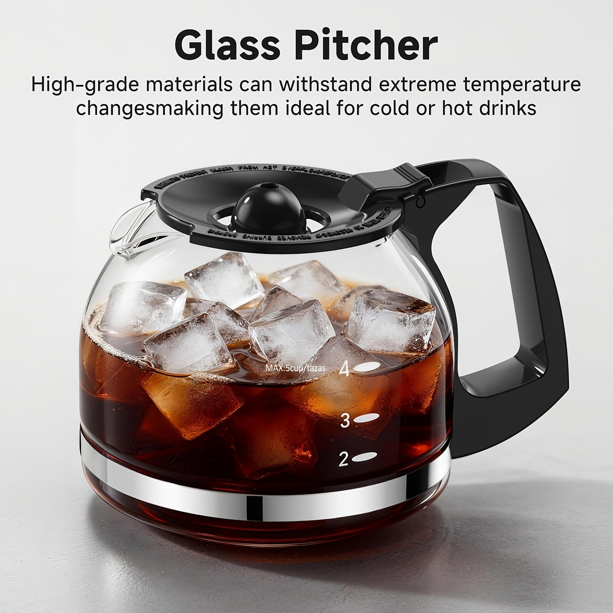 Drip Coffee Maker 12-Cup, One-Touch Coffee Machine with Reusable Filter, No-Disassembly Easy Clean, Brew for Home, Office, Kitchen, All-Day Coffee, Black