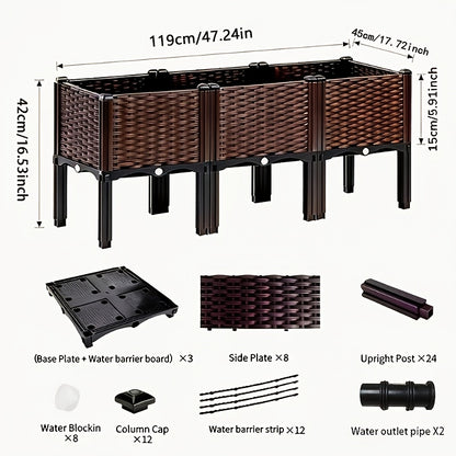 Legged Plastic Garden Planter Box with Elevated Design, Listed 47.24 x 15.75 x 14.96-Inch or Dual-Link Upgraded Options for Outdoor Flower and Herb Projects