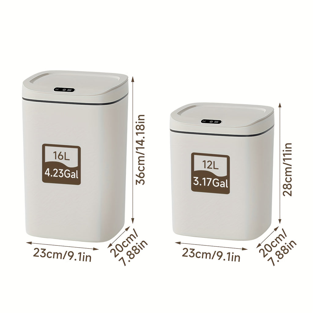 Touchless Plastic Trash Can with Motion Sensor Lid, 3.17 or 4.23-Gallon Capacity Options and Selected Bag Rings or Holders for Kitchen, Bathroom and Office