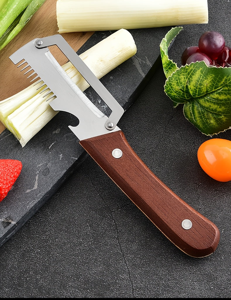 3-in-1 Stainless Steel Vegetable Peeler Set, 2-Piece Manual Kitchen Tools with Potato Peeling, Vegetable Slicing and Bottle Opener Functions for Home Cooking
