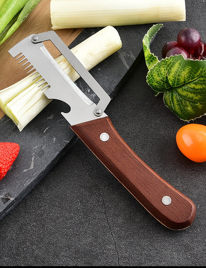 3-in-1 Stainless Steel Vegetable Peeler Set, 2-Piece Manual Kitchen Tools with Potato Peeling, Vegetable Slicing and Bottle Opener Functions for Home Cooking