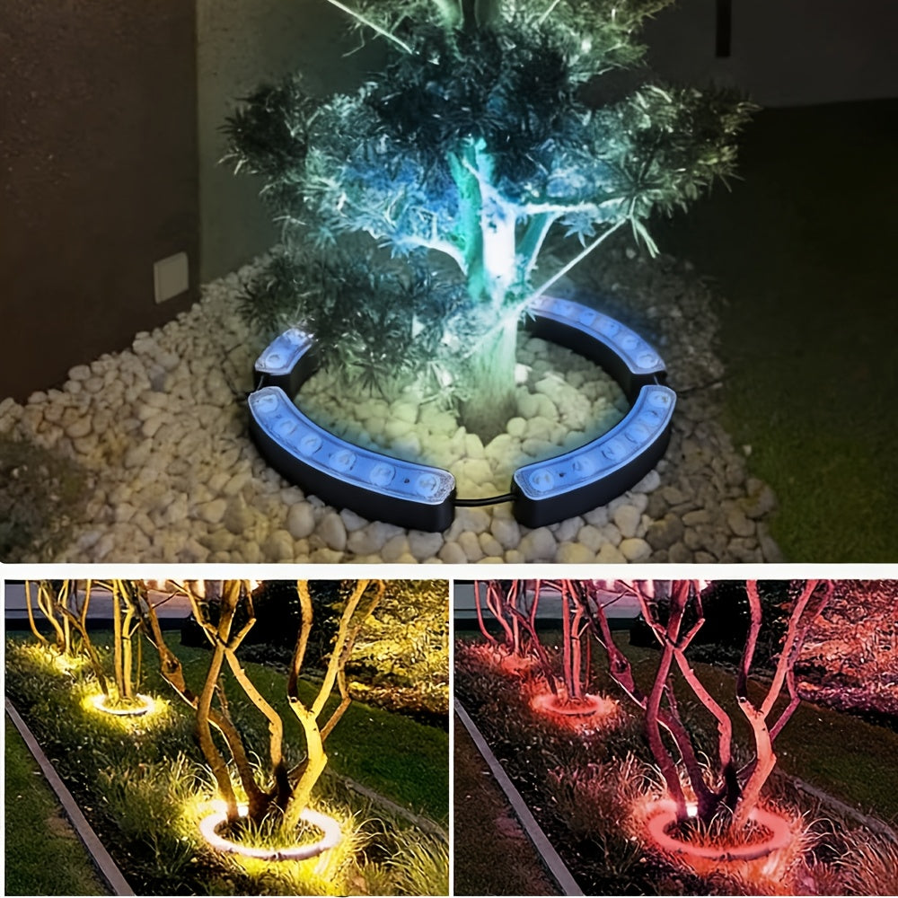 Solar Tree and Lawn Lamp for Outdoor Courtyard, Landscape and Large Potted Plant Lighting, One-Pack White, Warm or Color Light Options for Garden Decor