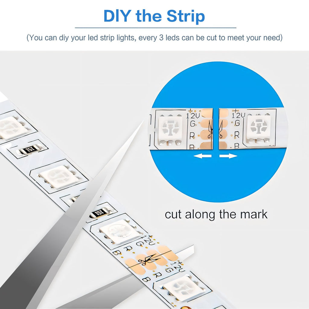 App-Controlled RGB LED Light Strips with Listed Music Sync and Remote Control, 200FT or 130FT Length Labels for Bedroom, Living Room and Holiday Decor