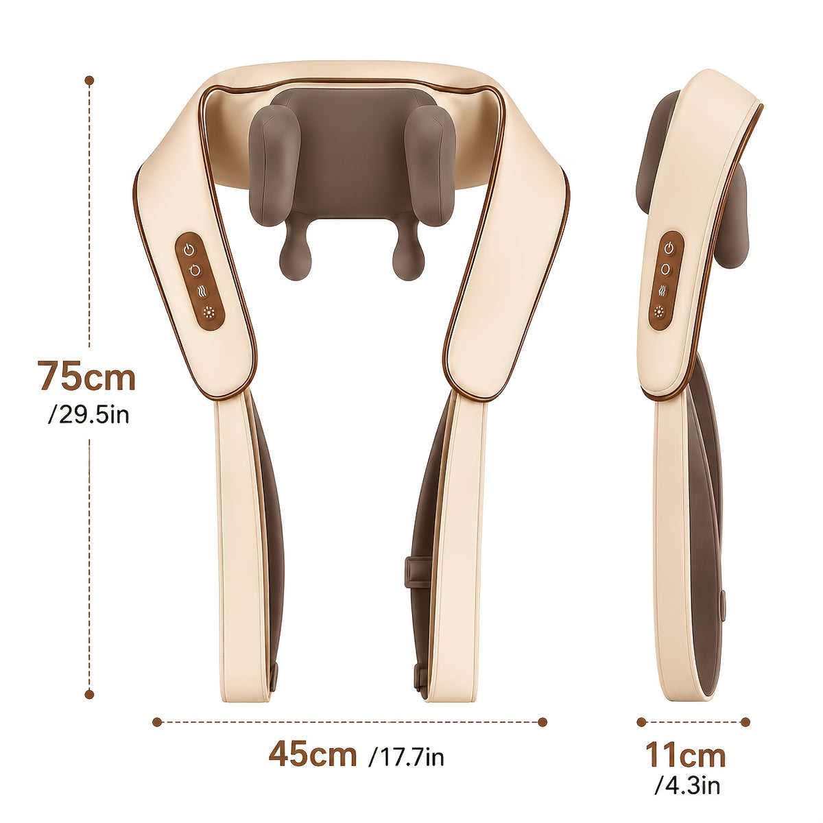 Neck and Shoulder Massager with 8D Hand-Style Kneading, Cordless Rechargeable Design and 10-Minute Auto Shut-Off for Adult Home Relaxation, Black or Beige