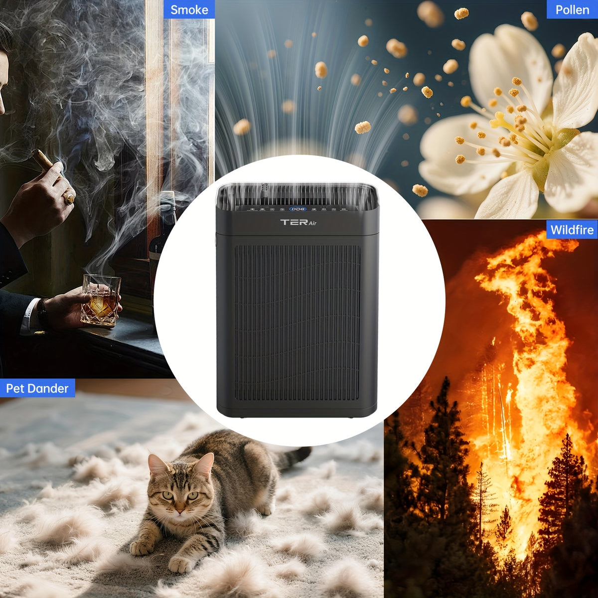 Air Purifier for Home Large Room Up to 2500 Sq Ft, H13 HEPA Air Cleaner with Washable Double-Sided Filters and PM2.5 Sensor, 22dB Quiet Air Purification for Bedroom, Pets, Dust, Smoke and Allergies