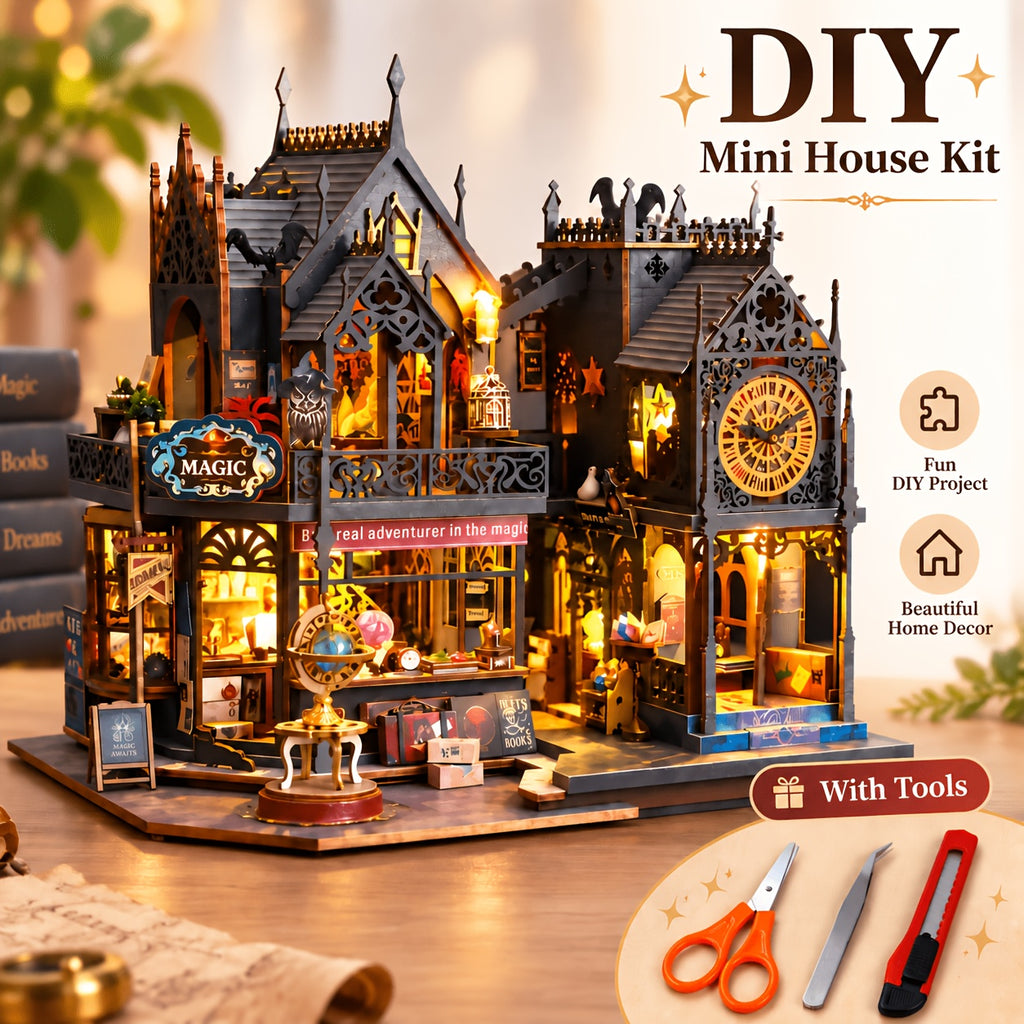 DIY Magic Hut Building Model, Three-Dimensional House Assembly Craft with 1pc or Magic House + Tools Options for Hobby Projects and Birthday or Holiday Gifts