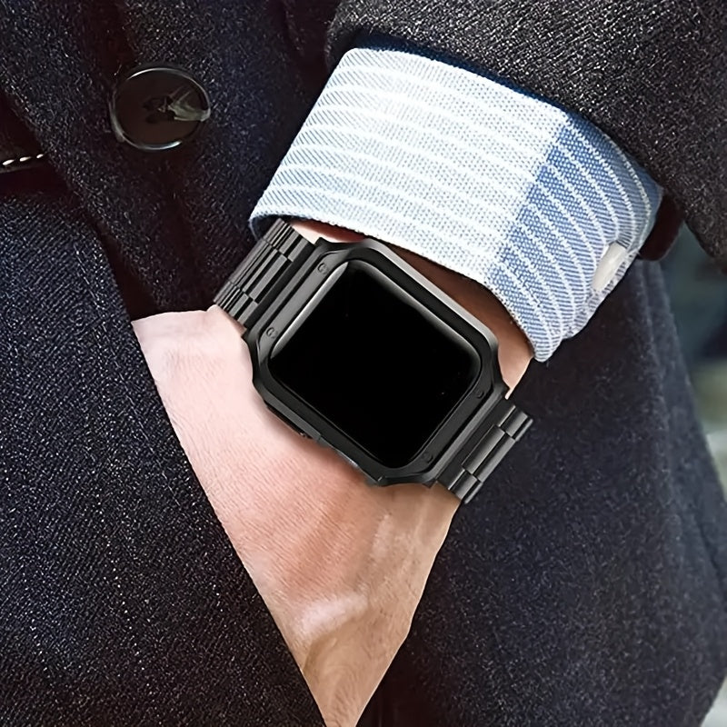 Stainless Steel Link Watch Band for Compatible Apple Watch Models with Listed Watch Case and Link Adjustment Tool, Multiple Size and Color Options for Everyday Style