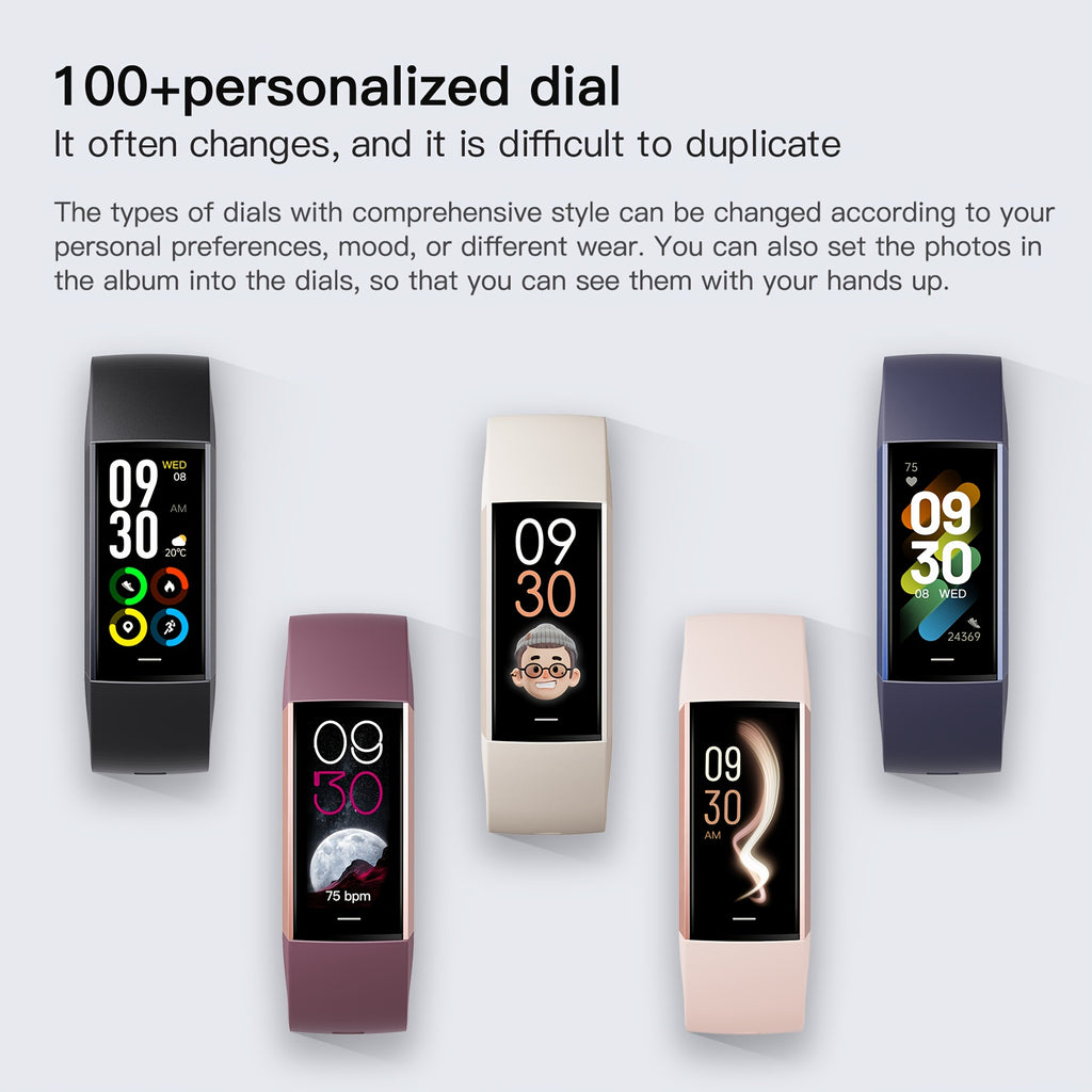 Fitness Tracker Bracelet with 1.1-Inch AMOLED Touch Screen, 25 Sport Modes, Sleep Tracking and Custom Watch Faces for Women and Men