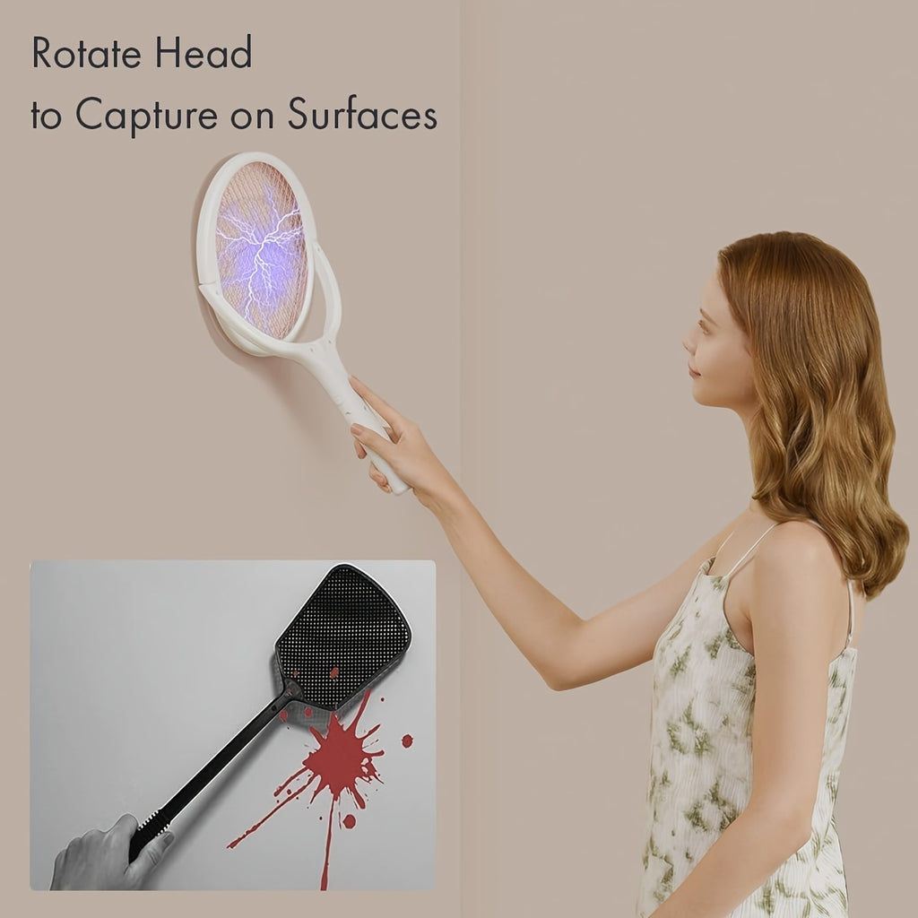 Electric Fly Swatter with Listed Type-C Rechargeable Design, Detachable Construction and Automatic Mode Wording, Single-Piece Indoor Insect-Control Tool