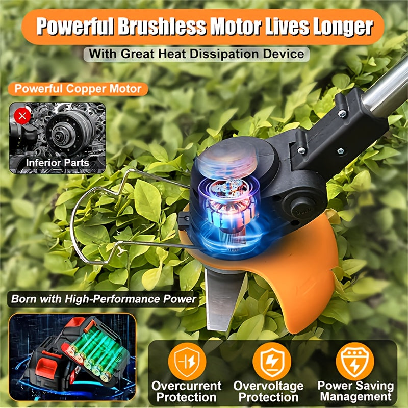 Portable Electric Yard Trimmer with Listed Three Blade Types and Lithium Battery Configurations, Purple Older Model and Nine Color Combination Options for Home Grass Care